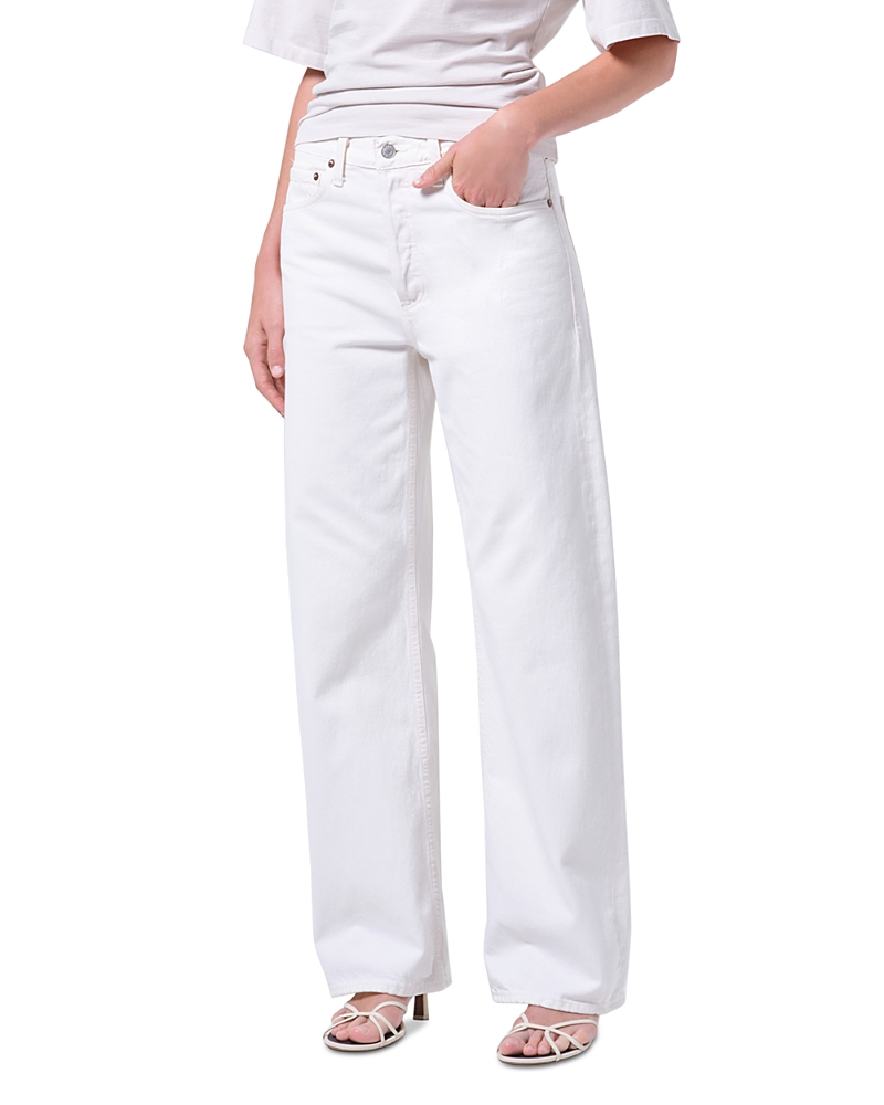 Agolde Arc High Rise Loose Wide Leg Jeans in Chalk White