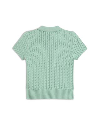 Girls' Mini-Cable Cotton Polo Sweater - Little Kid
