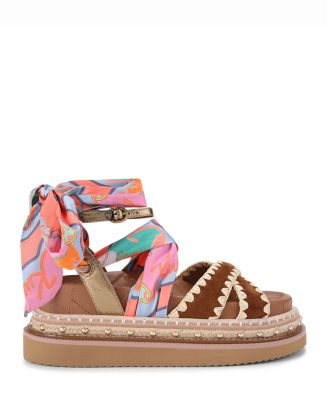 シェルガーランド♡ KURT GEIGER LONDON Women's Orson Scarf Ankle Tie Espadrille
