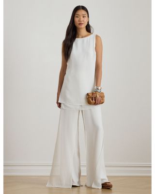 Chiffon Trim Georgette Wide Leg Pant