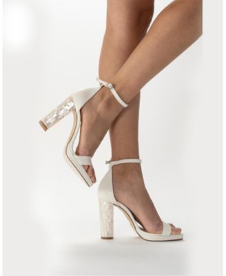  Women's Dove Ankle Strap Pearl Heel Sandal