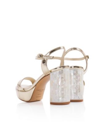 Women's Gigi Champagne Pearl Heel Sandal