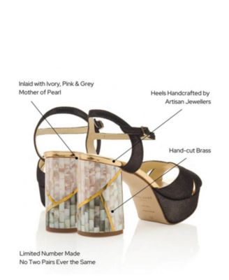  Women's Zahra Noir Ankle Strap Pearl Heel Sandal