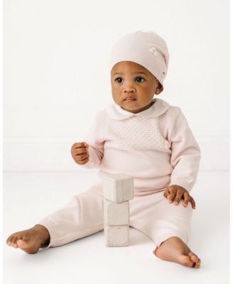 Girls' Pique Collar Diamond Knit 2-Piece with Hat - Baby