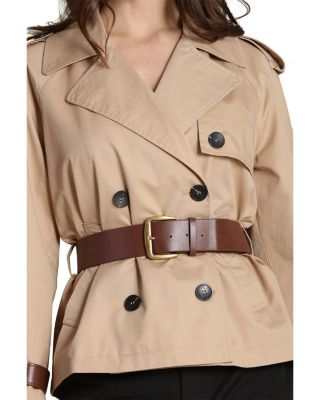 Short Trench Jacket with Leather Belt
