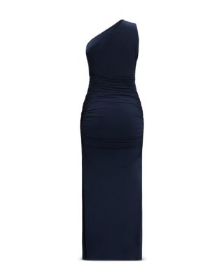 One Shoulder Ruched Jersey Midi Dress