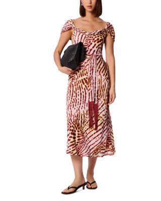 Orchid Print Scarf Midi Dress