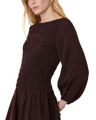 Checked Shirred Dress