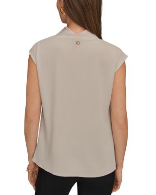 Mixed Media Cowl Neck Top