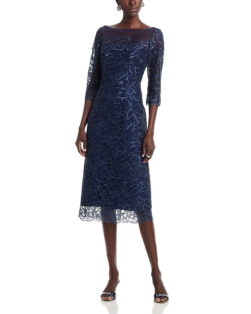 Theia Marbella Beaded Midi Dress