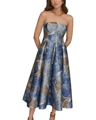 Strapless Jacquard Midi Dress