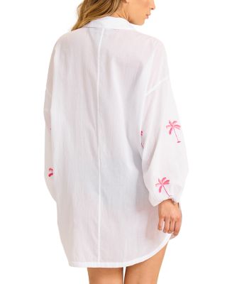 Catalina Coast Palm Boyfriend Shirt Swim Cover-Up