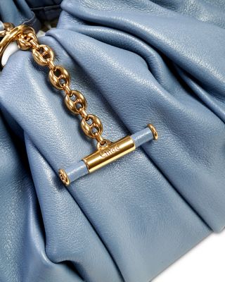 Pliss&eacute; Chain Shoulder Bag in Pleated Leather
