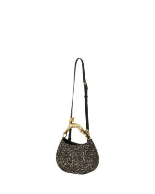  Hobo Cat Small Raffia Bag with a Leopard Print and Cat Handle