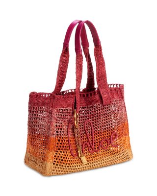 Summer Banana Raffia Tote Bag