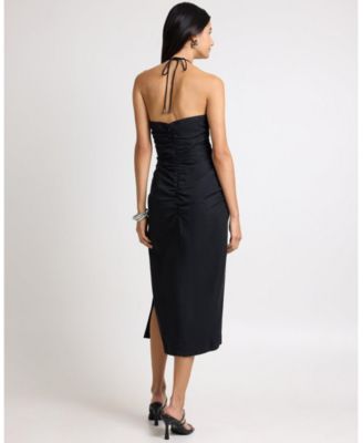 Air Linen Ruched Halter Dress