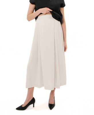 Women's Over-Under Bump Pleated Tencel Maternity Maxi Skirt