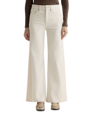 Saige Mid Rise Wide Leg Jeans in Powder/Ecru