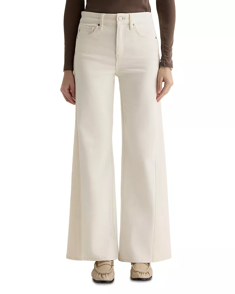 Ag Saige Mid Rise Wide Leg Jeans in Powder/Ecru