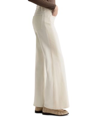 Saige Mid Rise Wide Leg Jeans in Powder/Ecru