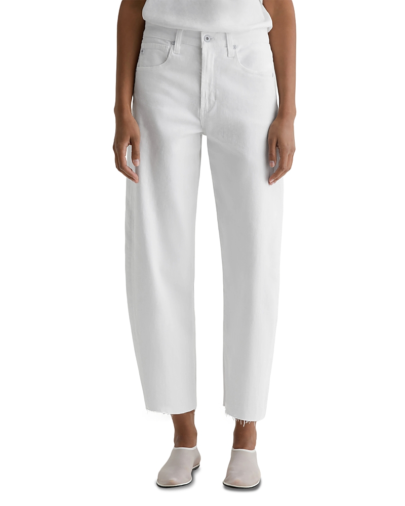 Ag Hattie Crop High Rise Barrel Leg Jeans in Gallery White