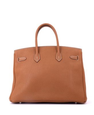 Birkin 35 Handbag Brown Fjord with Palladium Hardware