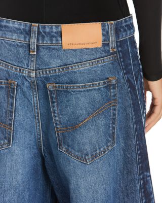 Side Detail Wide Leg Jeans in Dark Blue
