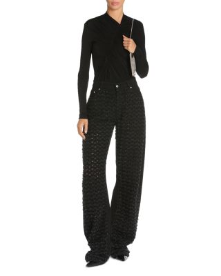 Mid Waist Laser Boucl&eacute; Relaxed Curve Jeans in Black