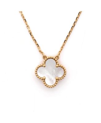  Vintage Alhambra Pendant Necklace 18K Gold and Mother of Pearl, 16.25"