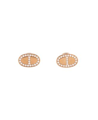  Chaine d'Ancre Contour Stud Earrings 18K Rose Gold and Diamonds