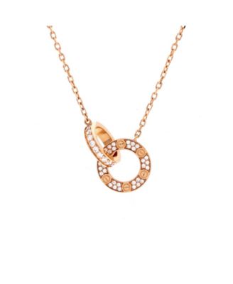  Love Interlocking Pave Necklace 18K Rose Gold and Diamonds, 16"