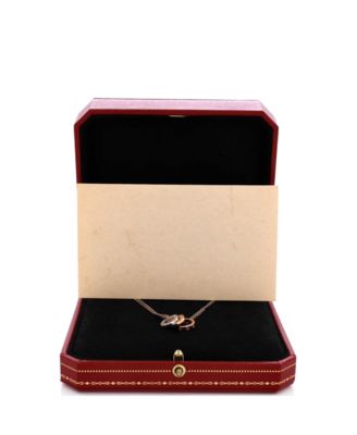  Love 3 Ring Pendant Necklace 18K Rose Gold and 18K White Gold with 6 Diamonds, 16"