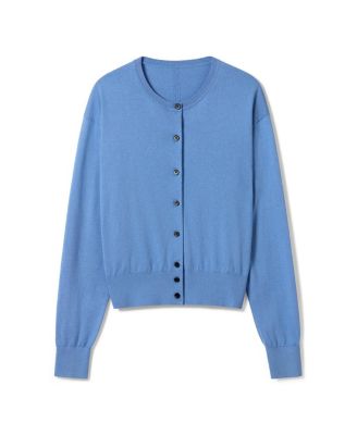  Round-Neck Silk Cashmere Cardigan