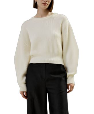  Round Neck Drop-Shoulder Merino Wool Sweater