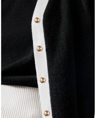  Gemini Cashmere Cardigan With Contrasting Hem