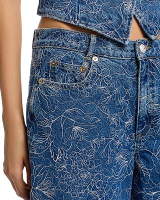Garden Doodle Denim Vest & High Rise Jean Shorts