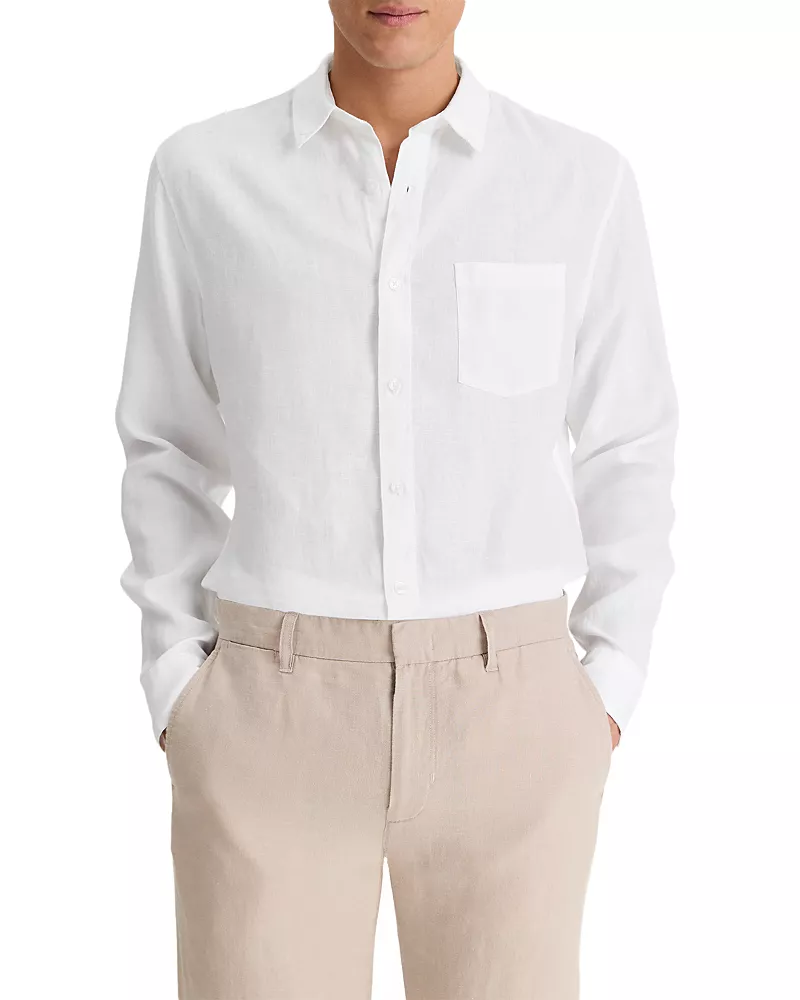 Vince Solid Linen Button Down Shirt
