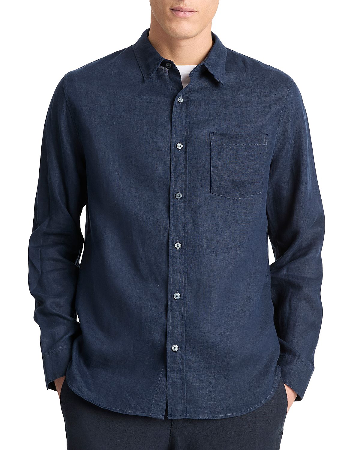 Vince Solid Linen Button Down Shirt