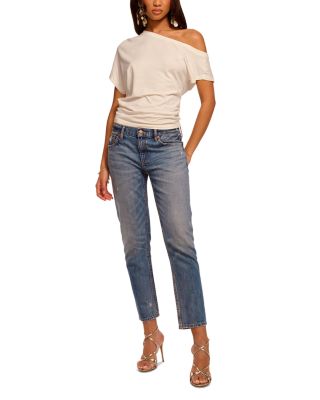 Milla Low Rise Straight Jeans in Distressed Vintage Wash