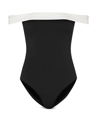 Solid Off-the-Shoulder One Piece Swimsuit