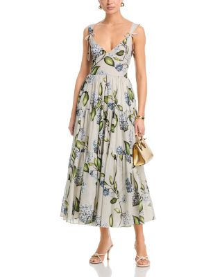 Sleeveless Porcelain Flowers Voile Day Dress