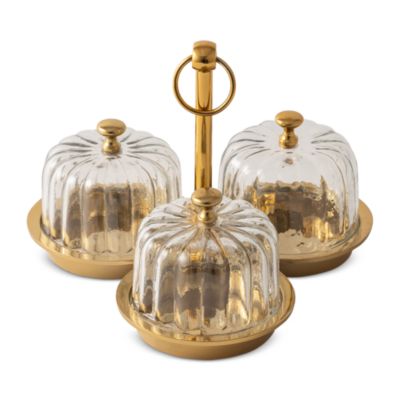 Fluted Glass Dome Entertaining Trio