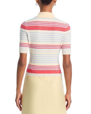 Textured Stripe Polo Sweater