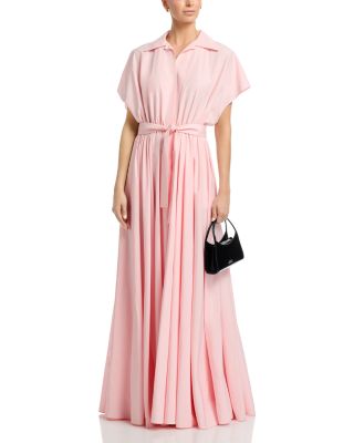 Boyfriend Neck Shirt Flared Gown