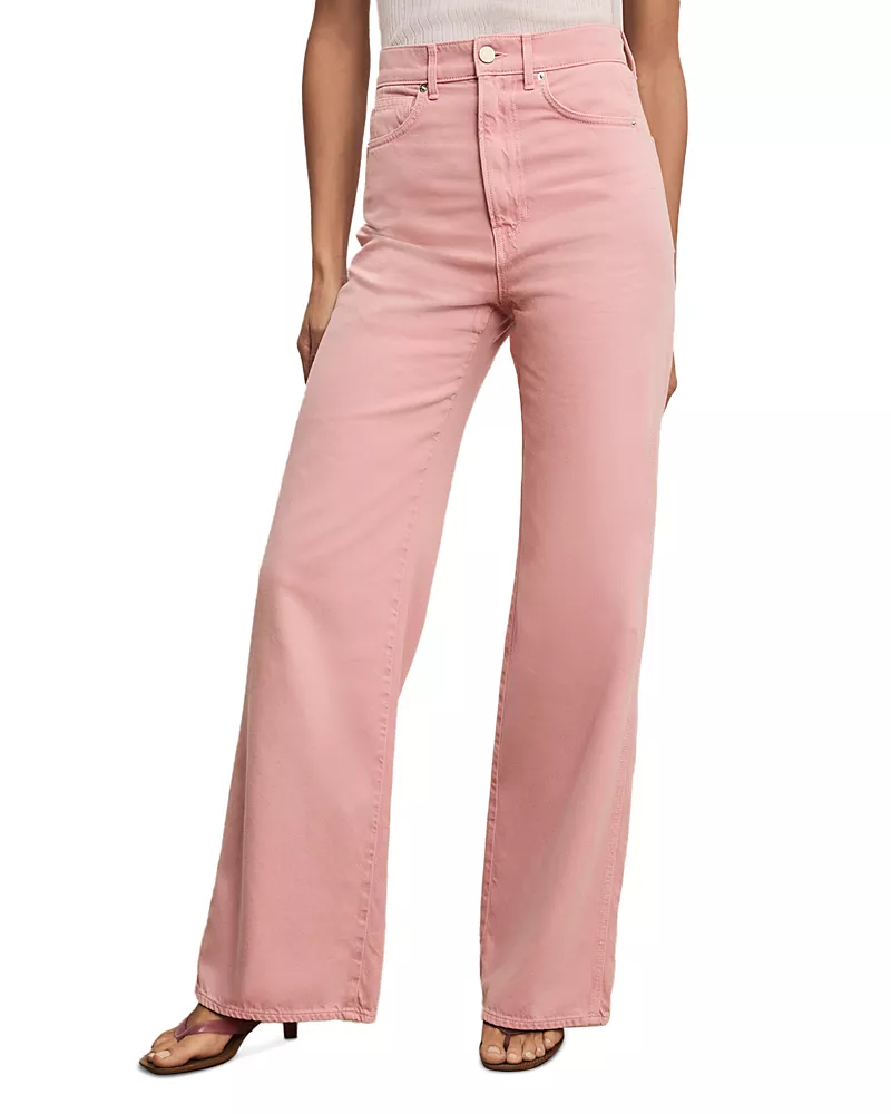 Veronica Beard Taylor High Rise Wide Leg Jeans in Petal