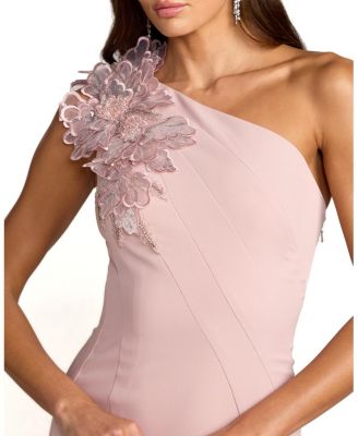  One Shoulder Crepe Trumpet Midi Dress