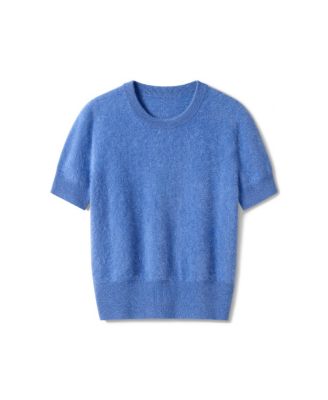  Brushed Cashmere Short-Sleeve Sweater