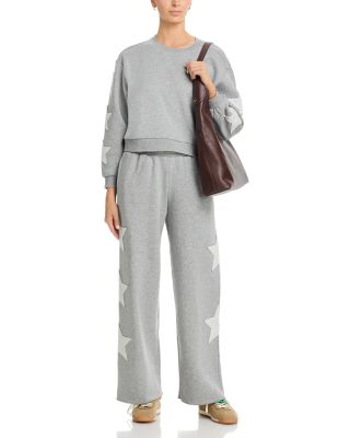 Moon Grey Reverse Terry Crewneck Sweatshirt & Wide Leg Pants