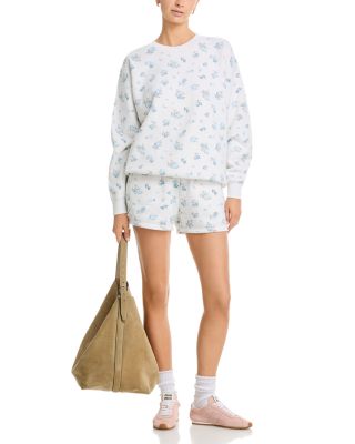 Floral Print Crewneck Sweatshirt & Shorts