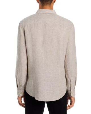 Yarn-Dyed Standard Fit Linen Shirt in Cobblestone - Exclusive